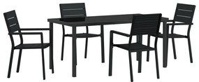 5 Darabos Kerti Étkezőszett Fekete HDPE