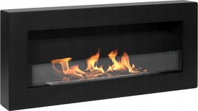 Fali biokandalló üveggel, 90x40x12cm, Box Fekete strukturált matt Bioetanol