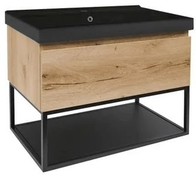 SAT B-Way Fürdőszobaszekrény mosdóval 59x30x45 cm tölgy matt BWAY60OAKFU1B