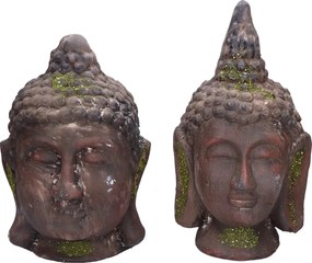 Buddha fej figura barna dekoratív a kertben