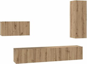 vidaXL TV szekrény garnitúra fiókkal 4 pcs Artisan tölgy Faanyag