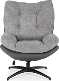 Forgó pihenőfotel lábtartóval szürke/fekete, FREMONT