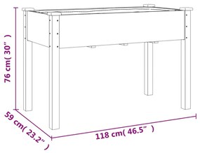 barna tömör fenyőfa kerti ültetőláda béléssel 118 x 59 x 76 cm