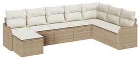 vidaXL Kerti Kanapé Szett párnával 8 pcs Bézs és fehér Poli rattan