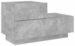 Betonszürke éjjeliszekrény LED-fényekkel 70x36x40,5 cm