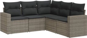 vidaXL 5 részes szürke polyrattan kerti ülőgarnitúra párnákkal