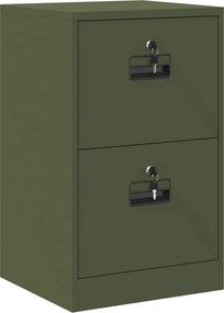 vidaXL Irattároló Szekrény fiókkal zárral Olajzöld 44 x 50 x 106.5 cm