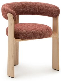 Natúr színű-terrakotta színű kőrisfa karfás étkezőfotel Granite – Kave Home