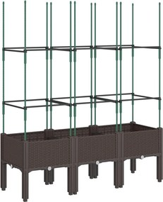 vidaXL barna polipropilén rácsos kerti ültetőláda 120 x 40 x 142,5 cm