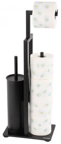 Erga Paulo, WC-papír tartó WC kefével és adagolóval, matt fekete, ERG-YKA-P.PAULO-BLK