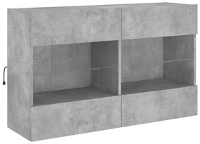 betonszürke falra szerelhető TV-szekrény LED-del 98,5x30x60,5cm
