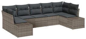 vidaXL Kerti Kanapé Szett tárolóval 7 pcs Szürke Poli rattan