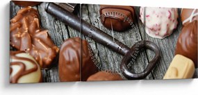 Csokoládé és a kulcs képe (órával) (90x30 cm)