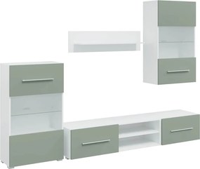 vidaXL 5 darabos TV egység LED világítással olívazöld