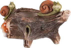 Csigák fatönkön virágtartó, magnézium