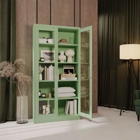 Üveges szekrény AMELIA, 900 x 1850 x 400 mm, Fresh Style: pasztellzöld