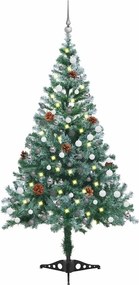 vidaXL zúzmarás megvilágított karácsonyfa gömb szettel/tobozzal 150 cm