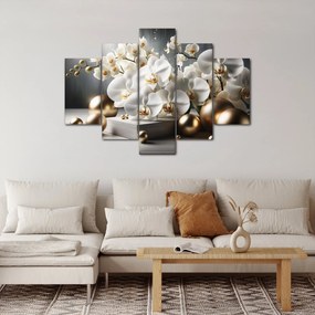 Kép - Orchidea és aranygolyók (150x105 cm)
