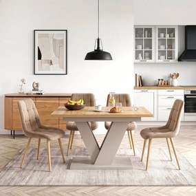 Modern bővíthető étkezőasztal CLARK 120–160 cm artisan tölgy kasmír