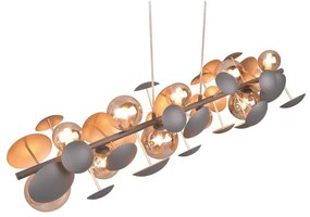 Szürke-aranyszínű függőlámpa üveg búrával Bubble – Trio Select