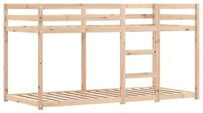 vidaXL rózsaszín tömör fenyőfa emeletes ágy függönyökkel 90 x 190 cm