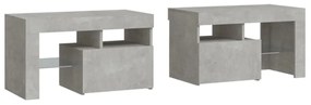 2 db betonszürke LED-lámpás éjjeliszekrény 70x36,5x40 cm