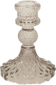 Üveg gyertyatartó világos szürke a lábon