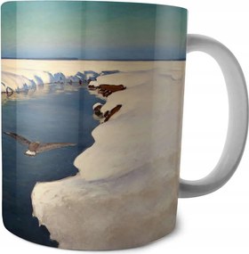 Bögre Téli táj folyóval és madárral Julian Falat