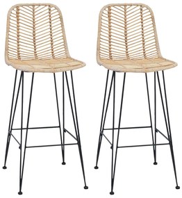 Bárszék 2 pcs Természetes 44,5 x 53 x 111 cm Rattan és Vas