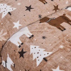 Mikroplüss ágynemű Karácsony Mese barna 200x140cm+90x70cm TiaHome