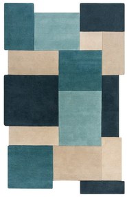 Kék-bézs gyapjú szőnyeg 200x290 cm Abstract Collage – Flair Rugs