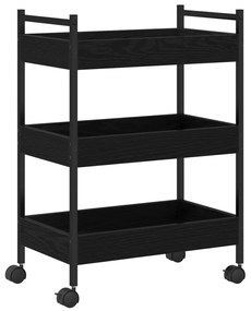 Konyhai Trolley Fekete Tölgy 50x30x70 cm Lemezelt Fa