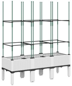 fehér polipropilén rácsos kerti ültetőláda 120 x 40 x 142,5 cm