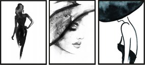 Poszterek Keretben 33x43cm Triptichon 3 db-os kép szett Valentin nap Nő P692