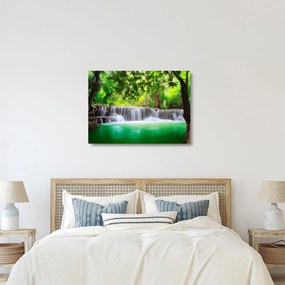Kép egy vízesésről Kanchanaburiban, Thaiföldön (üvegen) (70x50 cm)