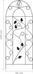 3 db fekete vas növényfuttató állvány 40 x 100 cm
