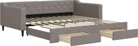 vidaXL tópszínű kihúzható szövet heverő fiókkal 100 x 200 cm