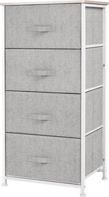 HOMCOM 4 Textil Fiókos Komód Tároló Szekrény Multifunkciós, 45x30x92 cm, Szürke | Aosom