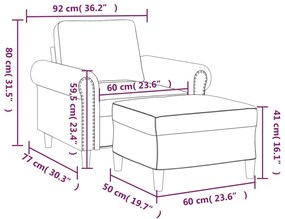 vidaXL világosszürke bársony kanapéfotel lábtartóval 60 cm