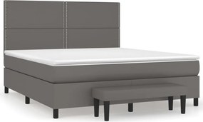 vidaXL szürke műbőr rugós ágy matraccal 180 x 200 cm