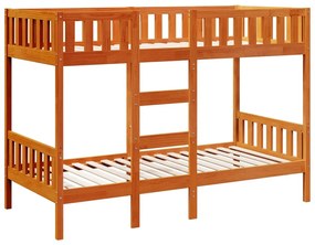 viaszbarna tömör fenyőfa emeletes ágy 80 x 200 cm