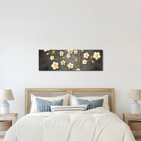 Kép - Aranybokor fekete háttéren (órával) (90x30 cm)