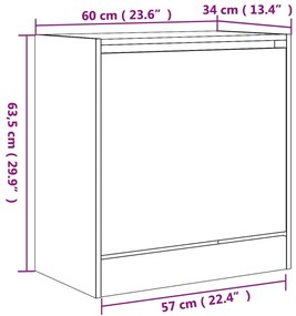 fekete szerelt fa cipőszekrény 60 x 34 x 63,5 cm