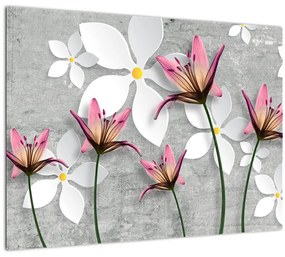 Virágos absztrakció képe (üvegen) (70x50 cm)