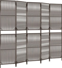 vidaXL barna 5-paneles polyrattan térelválasztó