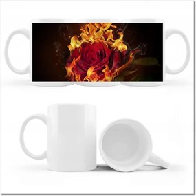 Fotó bögre Vörös lángoló rózsa