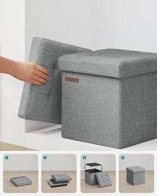 Összecsukható tároló pad, világosszürke 30x30x30cm