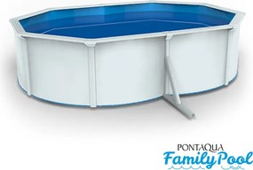 Pontaqua Family Pool ovális 4,9x3,6x1,2 fehér, 0,4mm PVC fólia, 2 gégecső, szkimmerrel, befúvóval