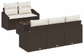 Kerti Kanapé Szett párnával 6 pcs Barna és Krém 55 x 55 x 37 cm