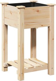 vidaXL Kerti cserép polcokkal Bézs 45 x 45 x 76,5 cm Szilárd fenyőfa
